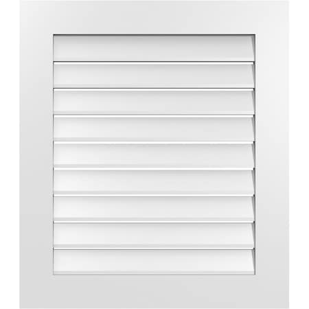 Ekena Millwork Vertical Surface Mount PVC Gable Vent: Functional, w/ 3-1/2"W x 1"P Standard Frame, 28"W x 32"H GVPVE28X3201SF
